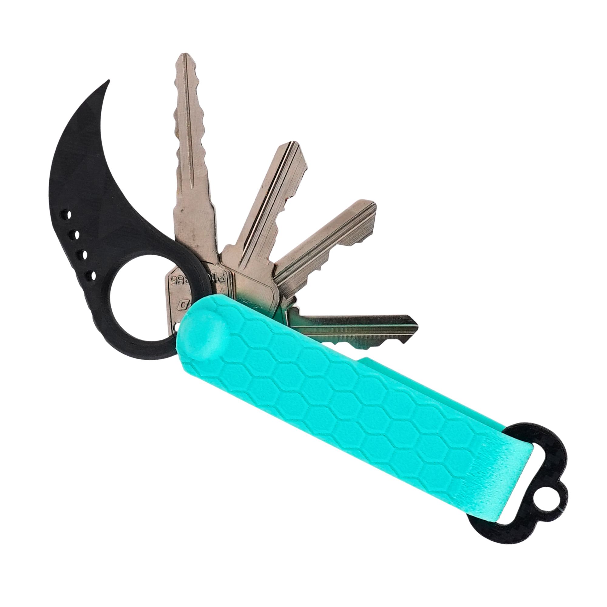F3 USA Claw key organizer in Cool Mint with extended keys, combining sleek design with non-lethal self-defense functionality.